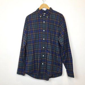 GAP Men's Blackwatch Plaid Poplin Long Sleeve Button Down Shirt, Size Large, EUC